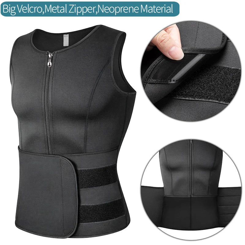 Modelador de corpo masculino, colete de sauna, cinto duplo, camisa de moletom, espartilho, top, modelador de abdômen, modelador de emagrecimento, queima de gordura, trajes de fitness