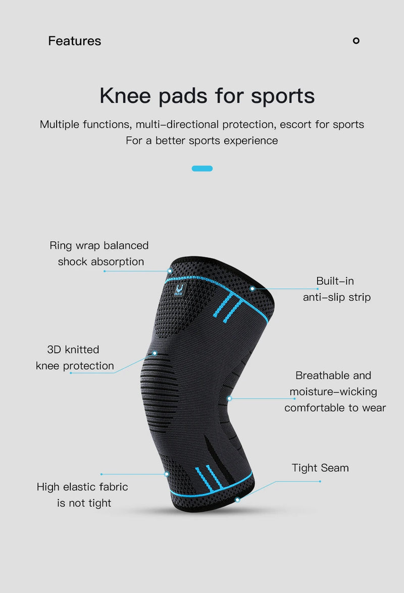 1 peça de suporte de joelho de compressão, joelheiras elásticas respiráveis, molas de suporte, protetor esportivo de academia, basquete, vôlei, corrida